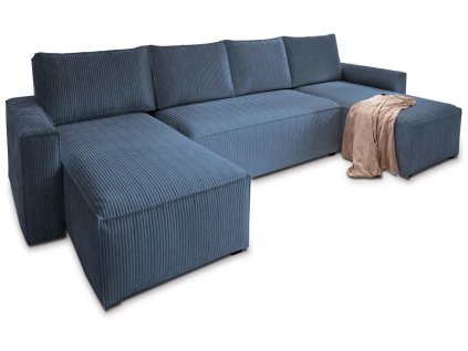 Luxusní tmavě modrá sedací souprava do U COSARO 295x140 cm pro moderní domov