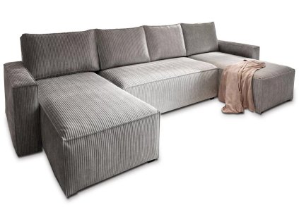 Luxusní světle šedá sedací souprava do U COSARO 295x140 cm