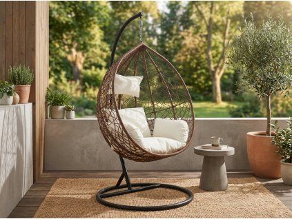 Smeđa viseća stolica KOKON  S postoljem