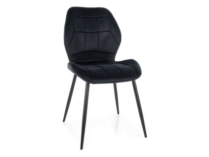 Elegantní jídelní židle JAKE VELVET černá s prošívaným sametem