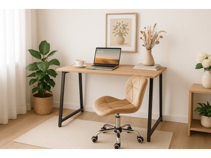 Set za radnu sobu ZARIMO stol 80x40 cm hrast sonoma + stolica AVOLA VELVET svijetlosmeđa