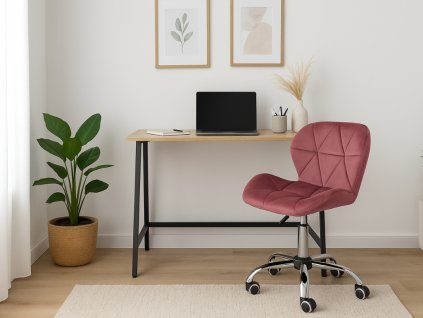 Set stůl TAYLOR SONOMA 100x50 cm a tmavě růžové křeslo AVOLA VELVET