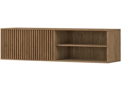 Nástěnný TV stolek ENTSIAN 150 x 40 cm, dub artisan, žebrovaný design, otevřená police, moderní a praktický do obýváku.