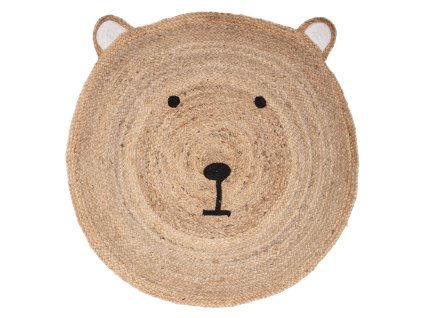 Dětský jutový koberec BEAR HEAD 100 cm s motivem medvěda