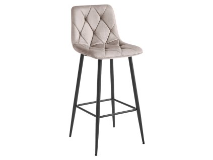 Stylová barová židle NADO VELVET tmavě béžová s černými nohami