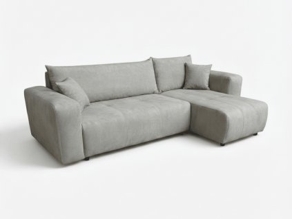 Světle šedá rohová pohovka SORELA s rozkladem a úložným prostorem