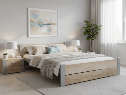 Postel IKAROS DOUBLE 180 x 200 cm, dub sonoma/šedá