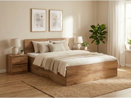 Stylová postel SOFIA 160x200 dub artisan s čelem