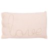 Dekorační polštářek LOVE, 50x30 cm, z jemné bavlněné gázy ve světle růžové. Perfektní doplněk pro skandinávský styl.