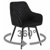 Otočné jídelní křeslo NANA360 VELVET černé s čalouněním