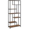 Designová knihovna TAYLOR 180x80 cm rustikálně hnědá s kovovým rámem