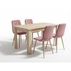 Jídelní stůl UMEKO 120x80 dub sonoma a růžové židle KARA – set 1+4