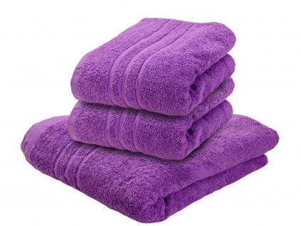 Classic lila fürdőlepedő 70x140 cm bordurával, 100% pamut