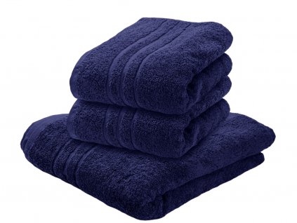 Comfort sötétkék bordurás fürdőlepedő, 70 x 140 cm, 100% pamut