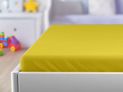 Jersey gyerek lepedő kiságyba sárga 70x140 cm