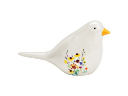 67145 bily porcelanovy ptacek bird floral