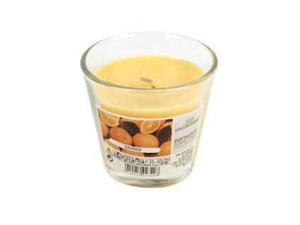 Vonná svíčka v průhledném skle ORANGE 7,5 cm oranžová