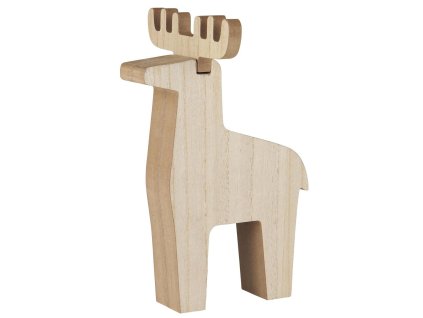 Vánoční dřevěný sob REINDEER RUDOLF stojící dekorace