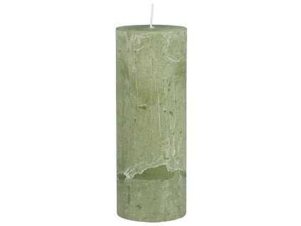 Romantická sloupová svíčka RUSTIC GREEN TEA 18 cm zelená