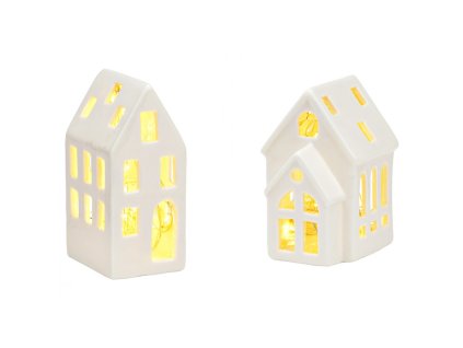 Stylový keramický svícen SMALL HOUSE – různé varianty bílého provedení
