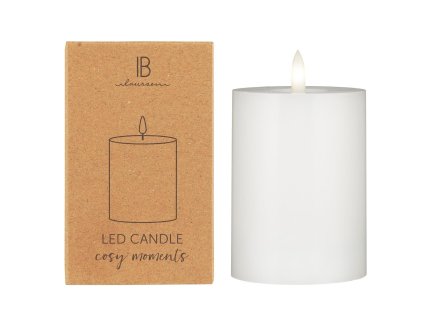LED sloupová svíčka WARM FLAME SL 15 cm bílá s realistickým plamenem