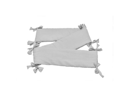 Šedý lněný mantinel do postýlky STONE GRAY pro bezpečný spánek