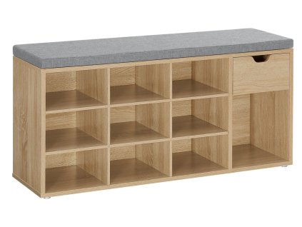 Botník s lavicí WESO SONOMA – šedý sedák a praktická zásuvka