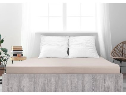 Béžové jersey prostěradlo z mako bavlny LUXORA 180 x 200 cm pro pohodlný spánek