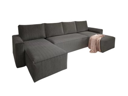 Luxusní tmavě šedá sedací souprava do U COSARO 295x140 cm