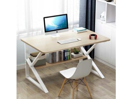 Moderní psací stůl SHAPE 100x60 cm – dubová deska a kovové nohy