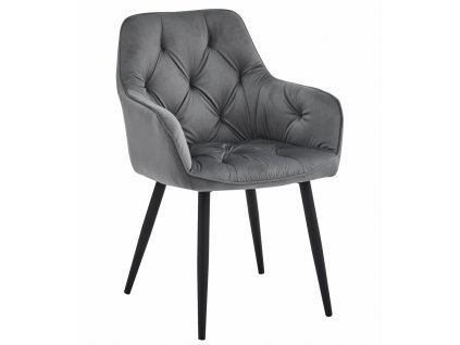 Elegantní jídelní křeslo JORK VELVET tmavě šedé s černými nohami