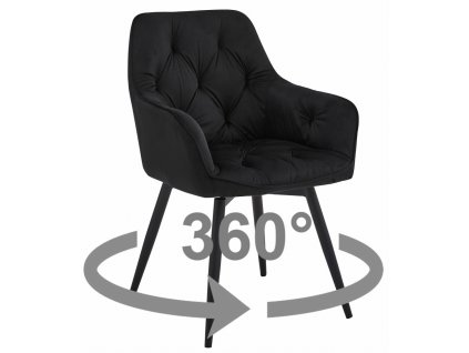 Elegantní otočné jídelní křeslo JORK360 VELVET černé do moderní jídelny