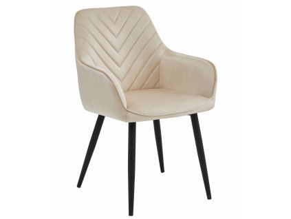 Elegantní jídelní křeslo NANA VELVET krémové s černými nohami