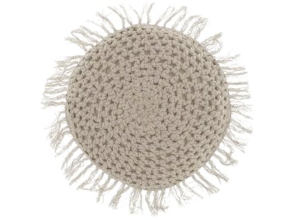 Kulatý dekorační polštářek TUFO šedý 45 cm s třásněmi