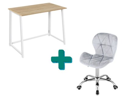 Set ZARIMO bílý a AVOLA světle šedé – elegantní pracovní sestava pro domácí kancelář.