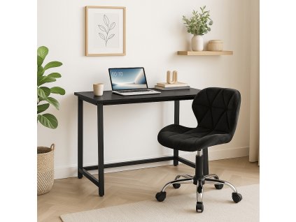 Dolgozószobai szett – összecsukható íróasztal ZARIMO 80×40 cm fekete + irodai szék AVOLA VELVET fekete