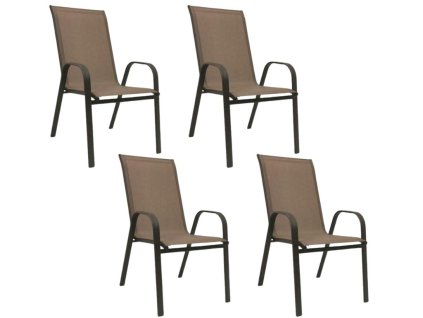 Zahradní křesla TAVERNO set 4 ks hnědá/černá s kovovou konstrukcí