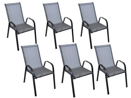 Zahradní křesla TAVERNO set 6 ks šedá/černá s pevným rámem