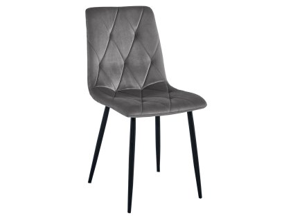 Sötétszürke bársony étkezőszék LIBRA fekete lábakkal