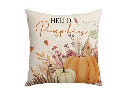 Podzimní povlak na polštář HELLO PUMPKINS 45x45 cm béžový pro útulný domov