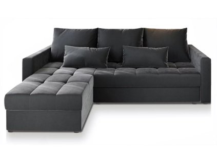 Tmavě šedá rohová pohovka ZENOVA 220x140 cm – rozkládací, oboustranná, stylová a praktická do moderního interiéru.