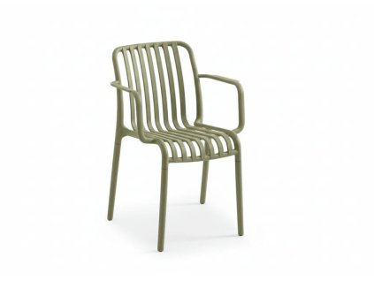 TREGO zelená plastová židle s područkami – stohovatelná a lehká