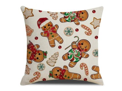Vánoční povlak na polštář GINGER PARADE 45x45 cm s perníčky