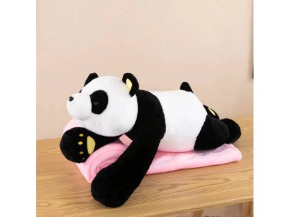 Plyšová PANDA s dětskou dekou uvnitř, černobílá