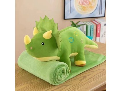 Plyšový DINOSAURUS s dětskou dekou uvnitř, zelený