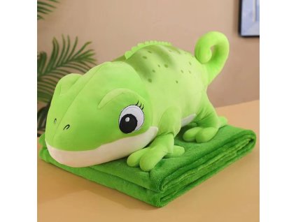 Plyšový CHAMELEON s dětskou dekou uvnitř, zelený