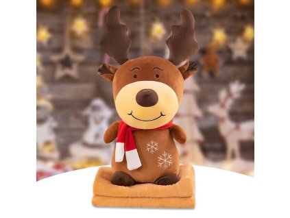 Plyšový SOBÍK s dětskou dekou uvnitř, hnědý