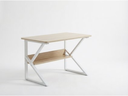 Moderní psací stůl s policí SHAPE 80x40 cm bílá/dub sonoma do pracovny