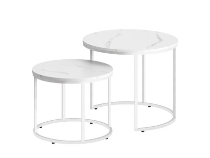Sada stolků MARLON bílý mramor – moderní odkládací řešení