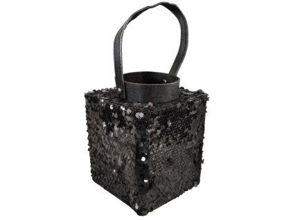 Lucerna s flitry LOFTY GLAM 27 cm černá s elegantním třpytivým designem